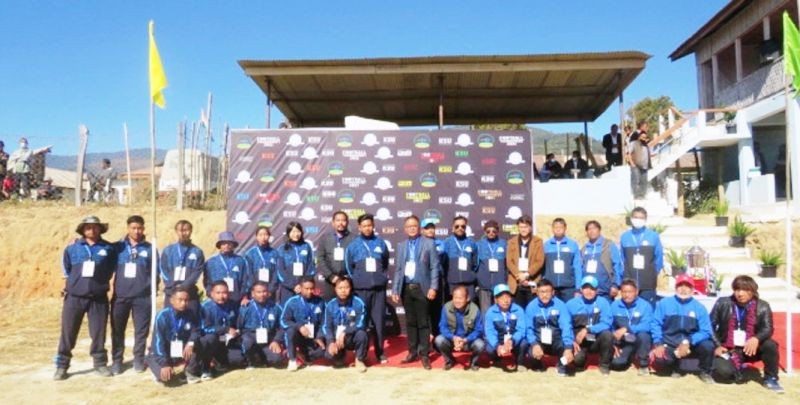 Nagaland Football Association, Vice President, Colo Mero with officials during the inauguration of the football tournament at public ground, Noklak Hq on January 5. (DIPR Photo)